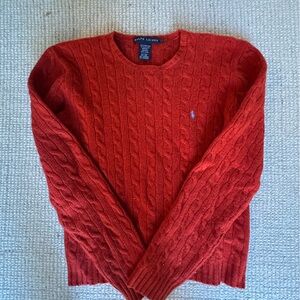 Ralph Lauren Women’s Cashmere Red Cable Knit Sweater